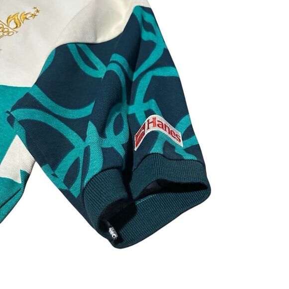 Vintage 1996 Atlanta Olympic Games Polo Shirt All Over print Logo Hanes Mens M - Picture 4 of 8